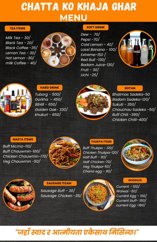 Orange and black bold geometric restaurant menu